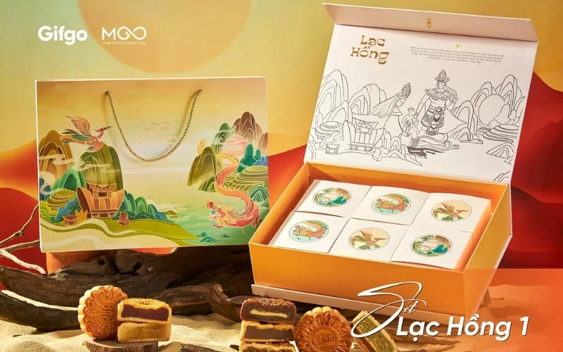 Túi đựng bánh trung thu in ép kim, UV điểm