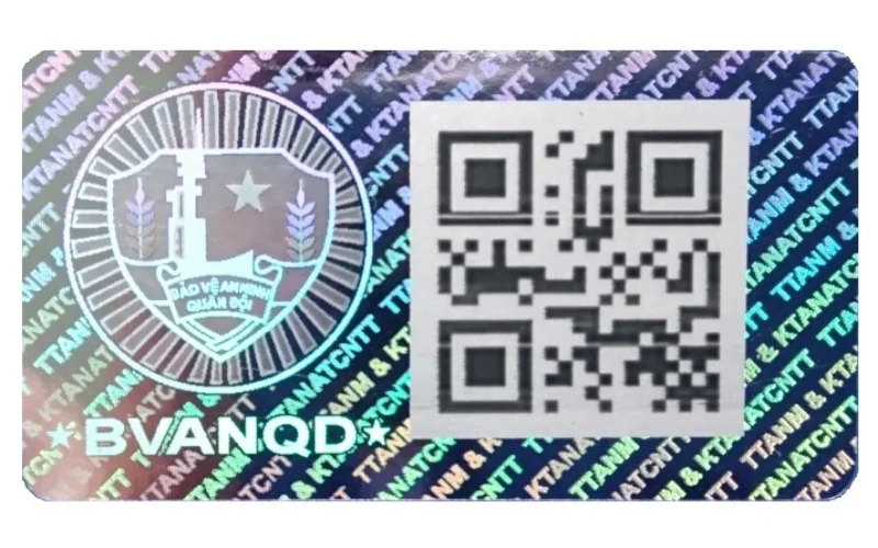 Mẫu tem chống hàng giả Hologram tích hợp QR code/serial Mẫu tem chống hàng giả Hologram tích hợp QR code/serial