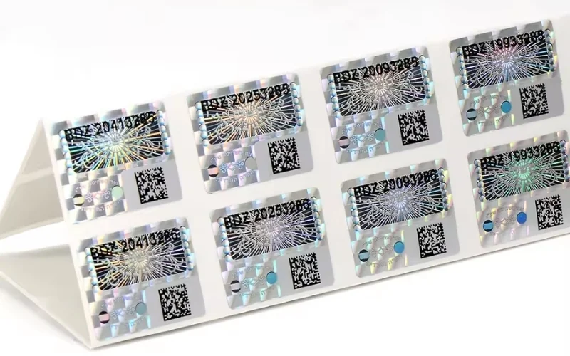 Mẫu tem chống hàng giả Hologram tích hợp QR code/serial Mẫu tem chống hàng giả Hologram tích hợp QR code/serial