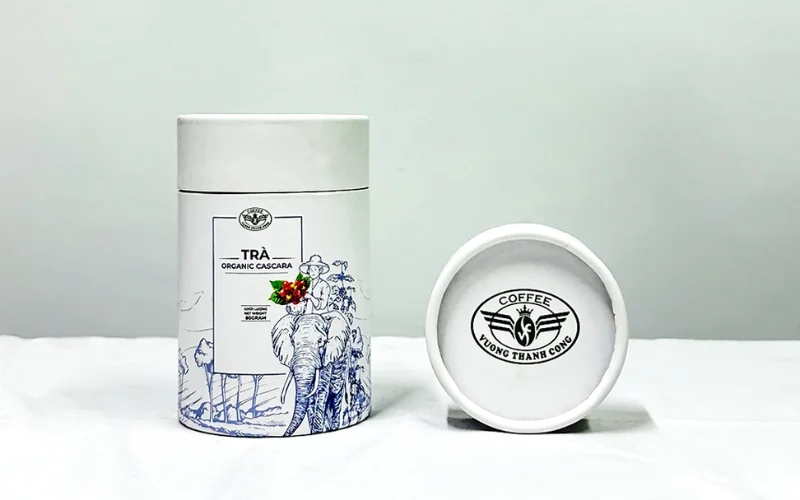 Thiết kế bao bì cà phê hình trụ tròn
