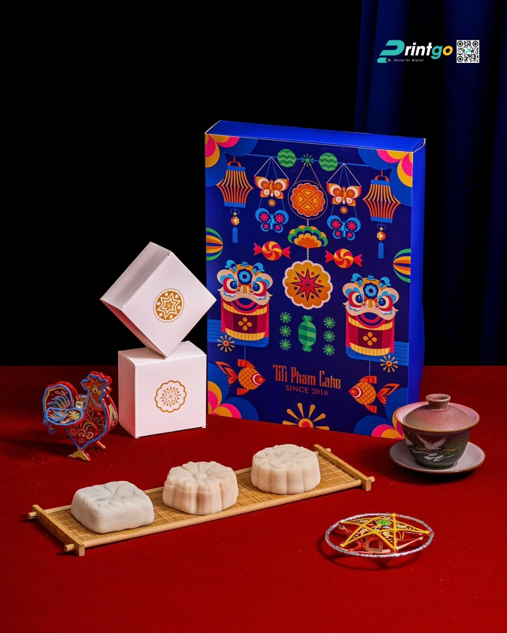Mẫu hộp bánh trung thu của Titi Pham Cake được Printgo thiết kế và in năm 2024