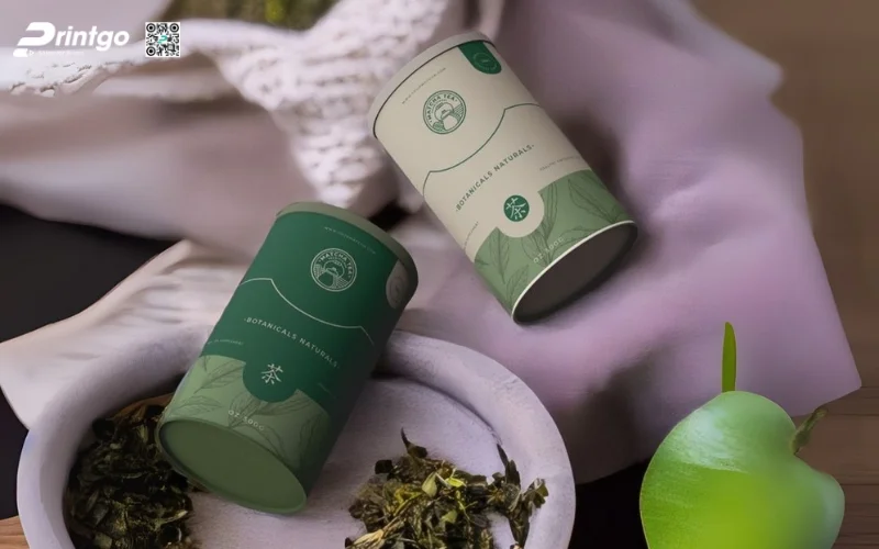 Mẫu bao bì trà xanh xuất khẩu dạng hộp trụ tròn Mẫu bao bì trà xanh xuất khẩu dạng hộp trụ tròn