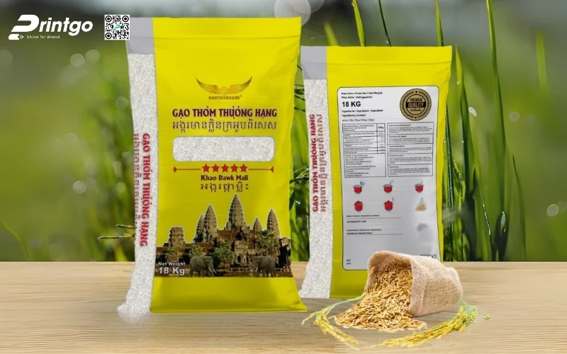 Bao bì gạo xuất khẩu dạng bao BOPP ghép màng