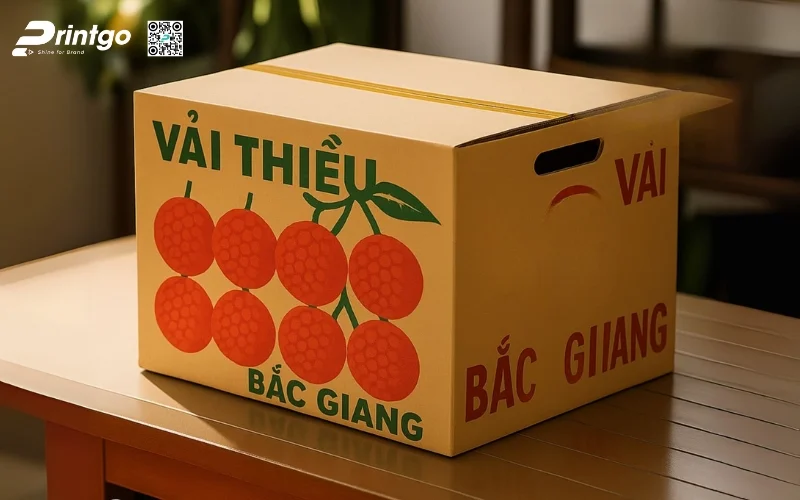 Mẫu thùng giấy đựng trái cây xuất khẩu vải Mẫu thùng giấy đựng trái cây xuất khẩu vải