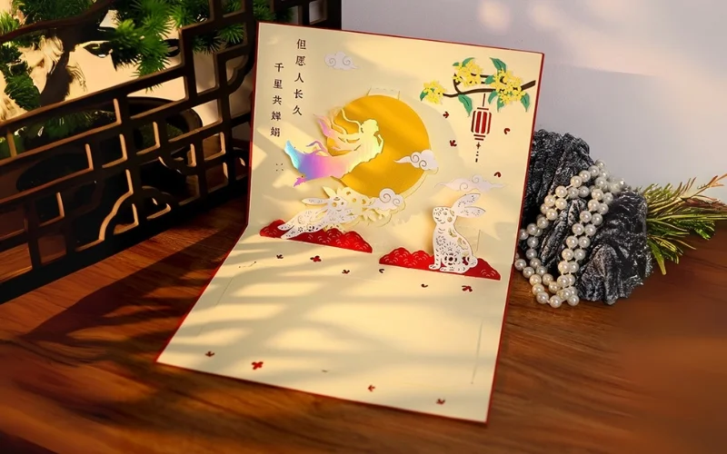 Mẫu thiệp trung thu đẹp 3D độc đáo