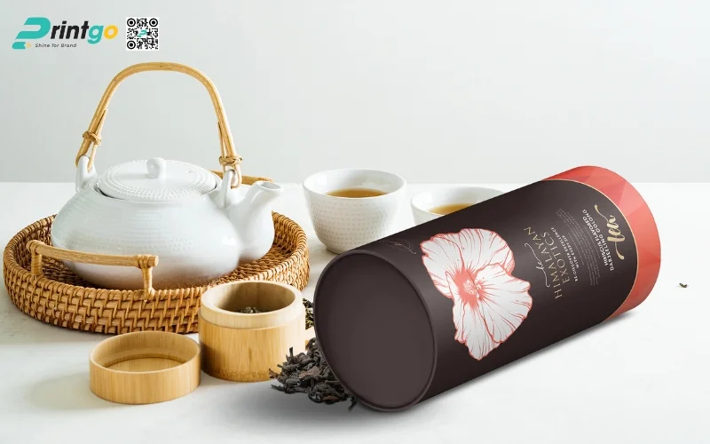 Mẫu bao bì trà xanh xuất khẩu dạng hộp trụ tròn Mẫu bao bì trà xanh xuất khẩu dạng hộp trụ tròn