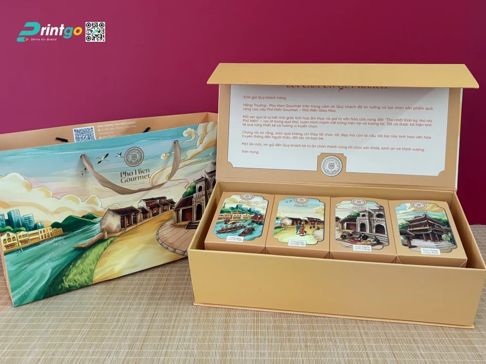 Hộp quà đặc sản Hằng Thưởng – Phố Hiến Gourmet - sản phẩm đồng bộ tạo nhận diện thương hiệu