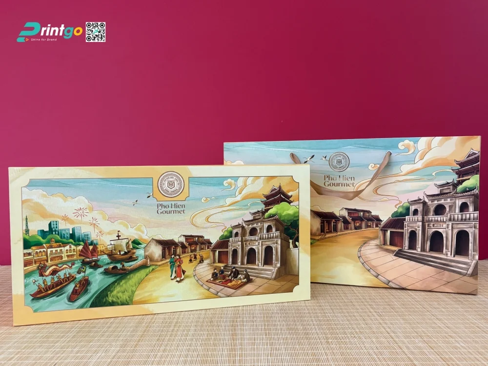 Hộp quà đặc sản Hằng Thưởng – Phố Hiến Gourmet - sản phẩm đồng bộ tạo nhận diện thương hiệu