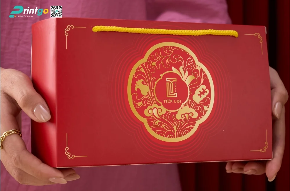 Hộp bánh trung thu Tiến Lợi: hộp 2 bánh có quai xách