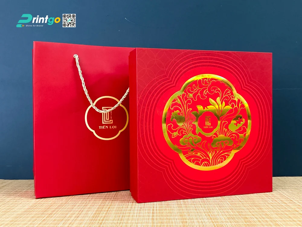 Dự án thiết kế và in hộp bánh trung thu Tiến Lợi 2025 - bộ sản phẩm đủ cả hộp và túi giấy