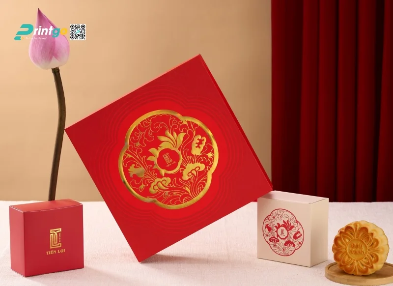 Một số sản phẩm được lựa chọn gia công ép nhũ tại Printgo - hộp đựng bánh trung thu