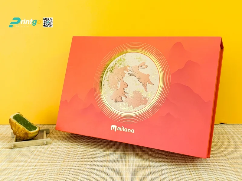 Một số sản phẩm được lựa chọn gia công ép nhũ tại Printgo - hộp đựng bánh trung thu