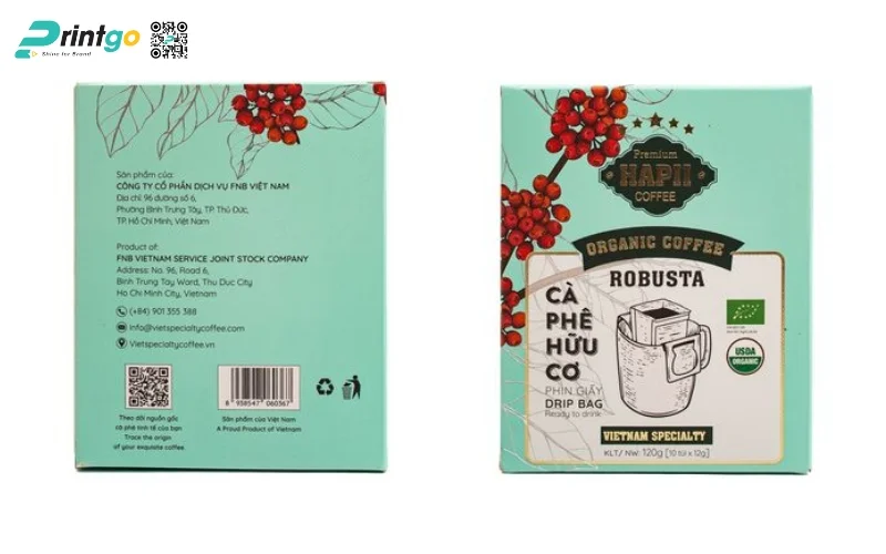 Mẫu bao bì cà phê xuất khẩu dạng hộp mềm