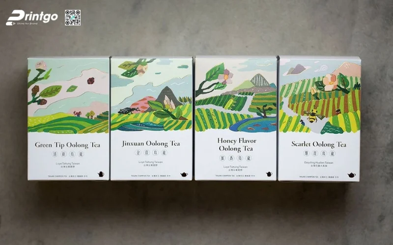 Mẫu bao bì trà xanh xuất khẩu dạng hộp carton mềm Mẫu bao bì trà xanh xuất khẩu dạng hộp carton mềm