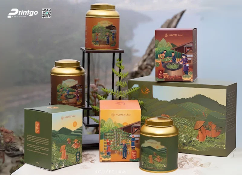 Bộ hộp đựng chè thương hiệu Nguyệt Lãm