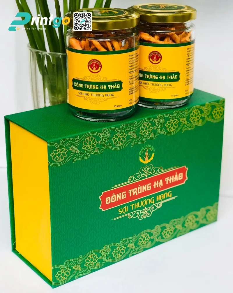 Mẫu hộp đông trùng hạ thảo tỉ mỉ trong từng chi tiết 