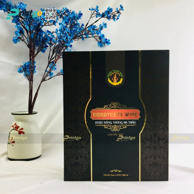Mẫu hộp đông trùng hạ thảo đựng rượu chỉn chu 