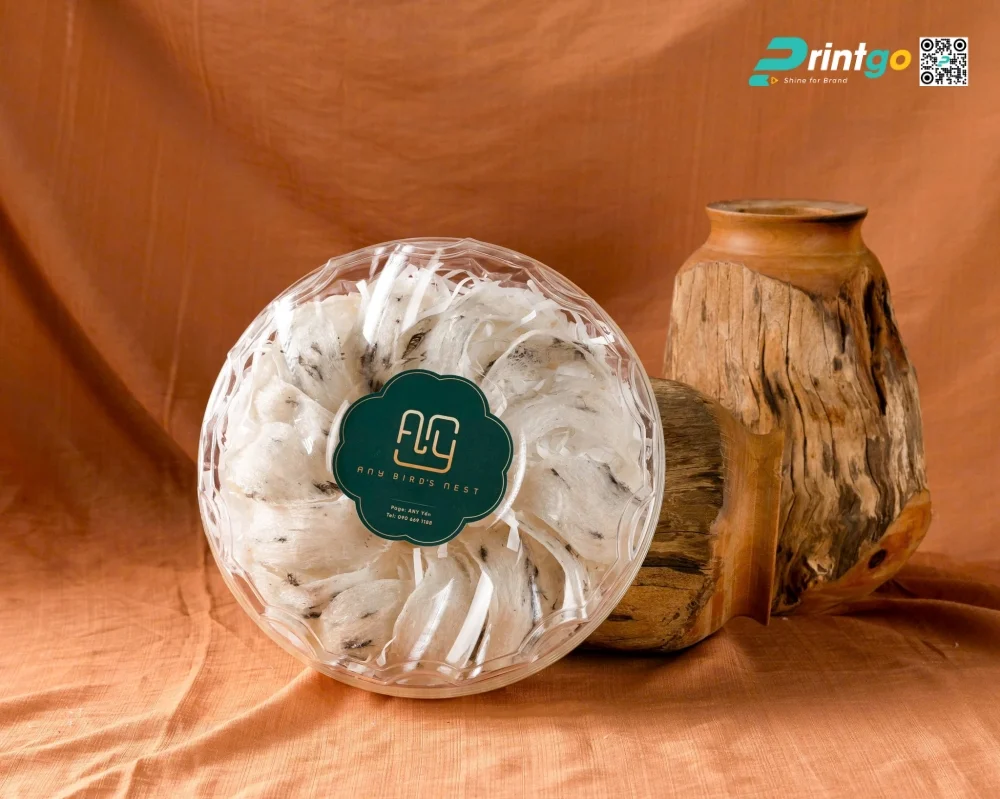 Tem nhãn thiết kế đồng bộ với bao bì đựng yến sào ANY Yến