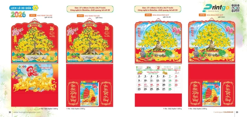 Lịch lò xo giữa Hương Trang tính thẩm mỹ cao 