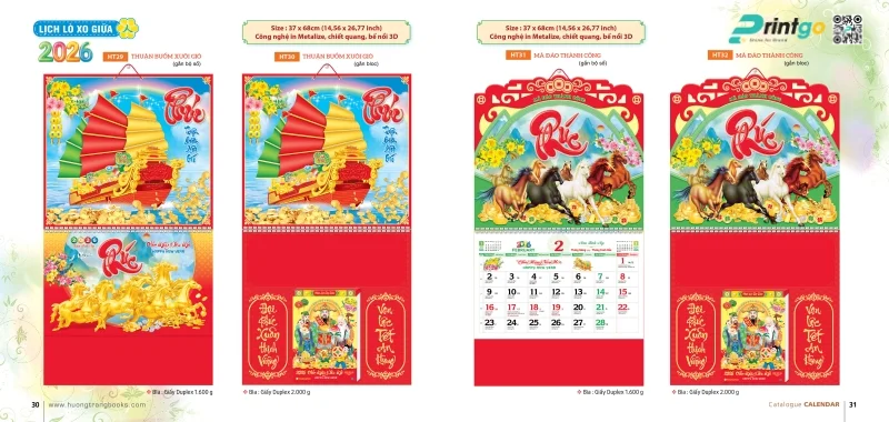 Lịch lò xo giữa Hương Trang chất lượng 