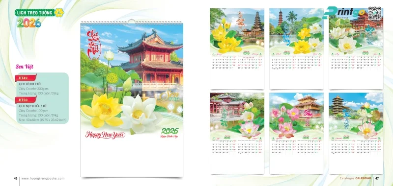 Lịch treo tường Hương Trang văn hóa 