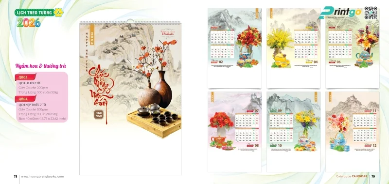 Lịch treo tường Hương Trang truyền thống 