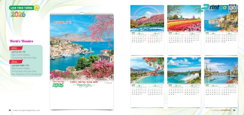 Lịch treo tường Hương Trang thiên nhiên tươi đẹp 