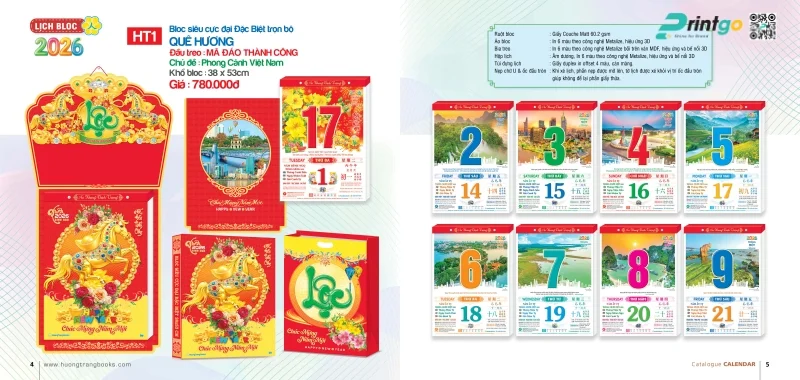 Lịch Bloc Hương Trang chủ đề Quê hương 