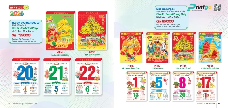  Lịch Bloc Hương Trang thiết kế truyền thống 