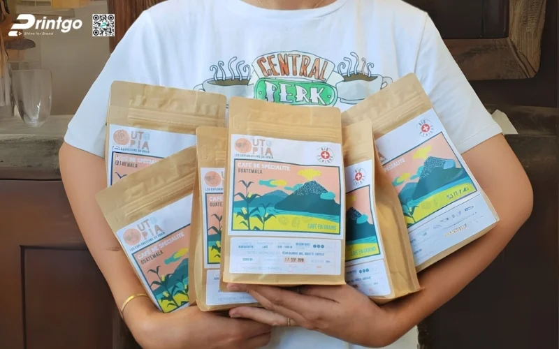 Mẫu bao bì cà phê xuất khẩu dạng túi kraft