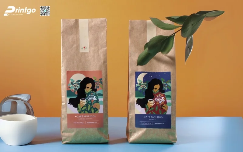 Mẫu bao bì cà phê xuất khẩu dạng túi kraft