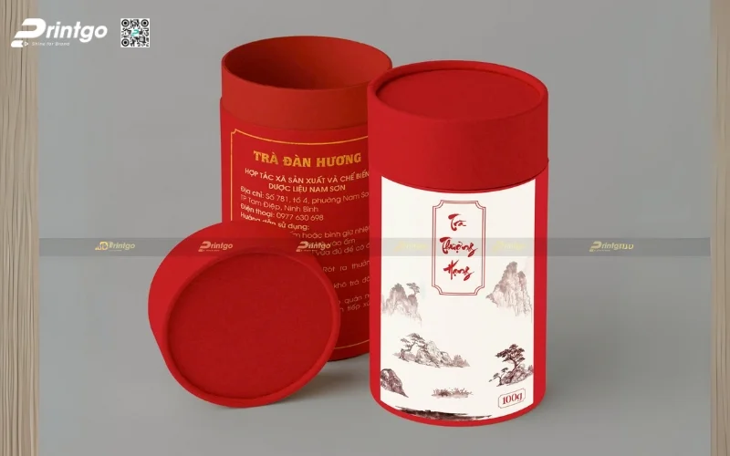 Mẫu bao bì trà xanh xuất khẩu dạng hộp trụ tròn Mẫu bao bì trà xanh xuất khẩu dạng hộp trụ tròn
