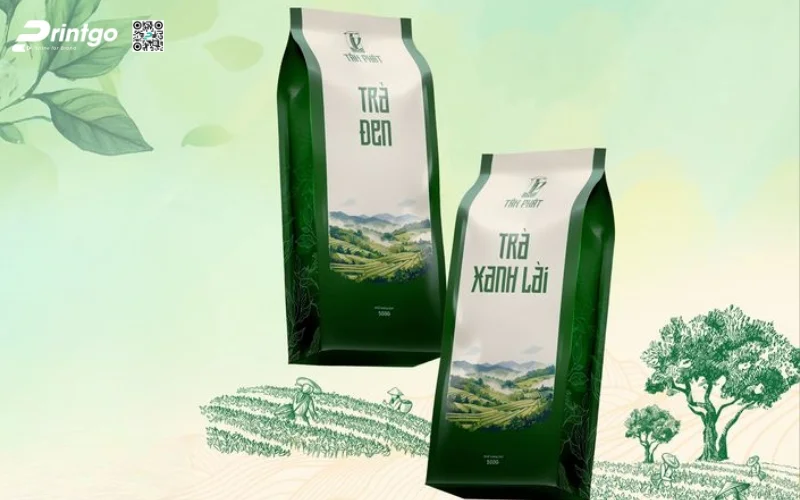 Mẫu bao bì trà xanh xuất khẩu dạng túi hàn biên Mẫu bao bì trà xanh xuất khẩu dạng túi hàn biên