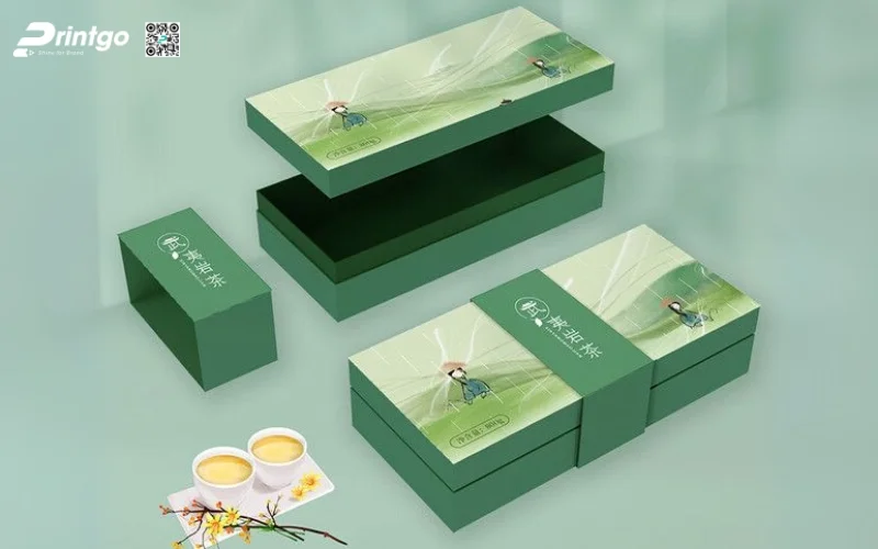 Mẫu bao bì trà xanh xuất khẩu dạng hộp cứng cao cấp Mẫu bao bì trà xanh xuất khẩu dạng hộp cứng cao cấp