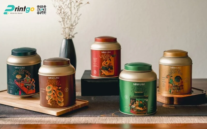 Mẫu bao bì trà xanh xuất khẩu dạng hộp trụ tròn Mẫu bao bì trà xanh xuất khẩu dạng hộp trụ tròn