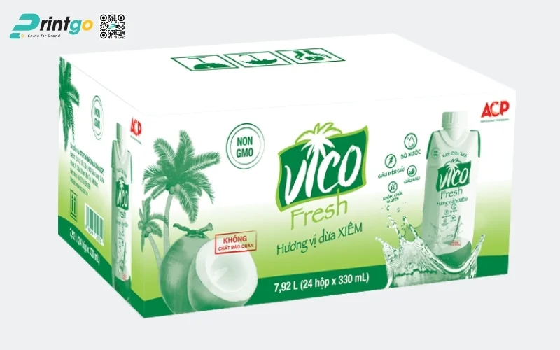 Mẫu thùng carton đựng dừa xiêm xuất khẩu đạt chuẩn