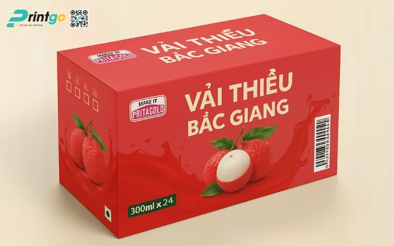 Mẫu thùng giấy đựng trái cây xuất khẩu vải Mẫu thùng giấy đựng trái cây xuất khẩu vải