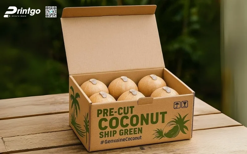 Mẫu thùng carton đựng dừa xiêm xuất khẩu đạt chuẩn 2026