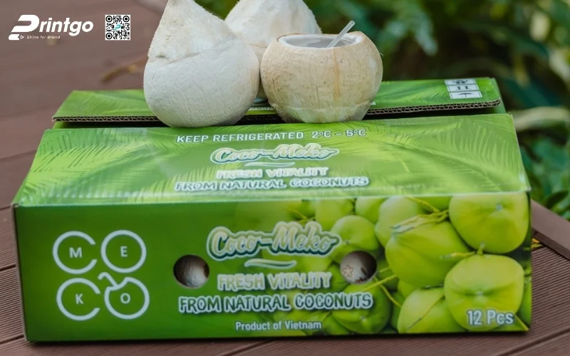 Mẫu thùng carton đựng dừa xiêm xuất khẩu đạt chuẩn 2026