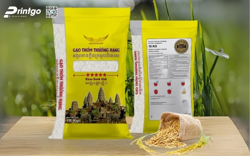 Bao bì gạo xuất khẩu dạng bao BOPP ghép màng