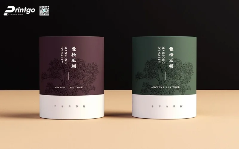 Mẫu bao bì trà xanh xuất khẩu dạng hộp trụ tròn Mẫu bao bì trà xanh xuất khẩu dạng hộp trụ tròn