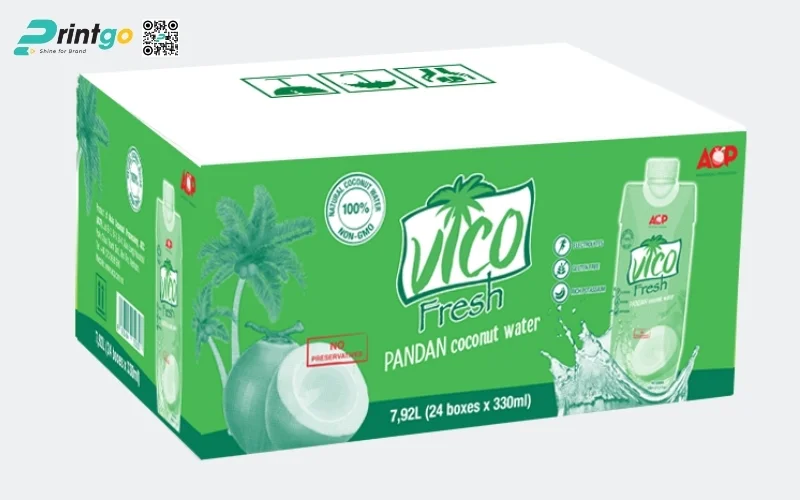 Mẫu thùng carton đựng dừa xiêm xuất khẩu đạt chuẩn 2026