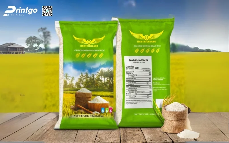 Bao bì gạo xuất khẩu dạng bao BOPP ghép màng