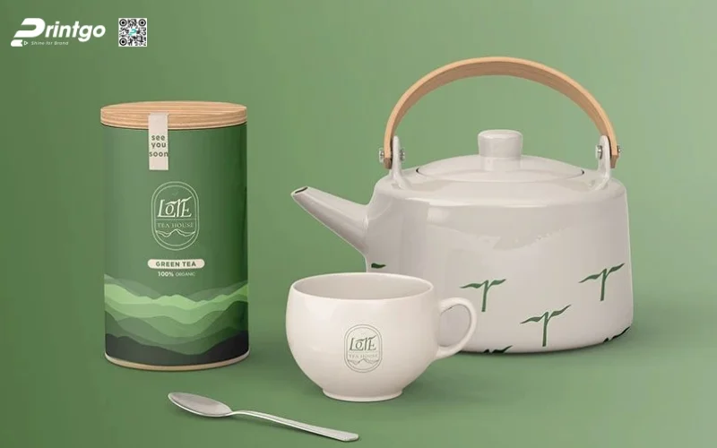 Mẫu bao bì trà xanh xuất khẩu dạng hộp trụ tròn Mẫu bao bì trà xanh xuất khẩu dạng hộp trụ tròn