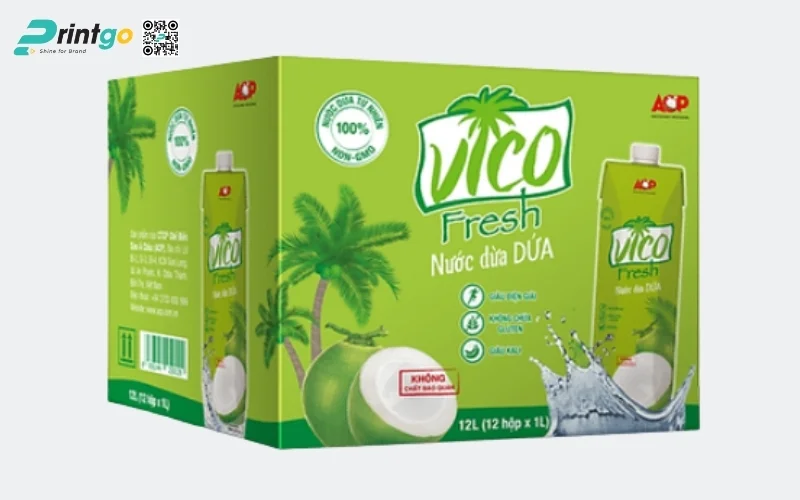 Mẫu thùng carton đựng dừa xiêm xuất khẩu đạt chuẩn 2026