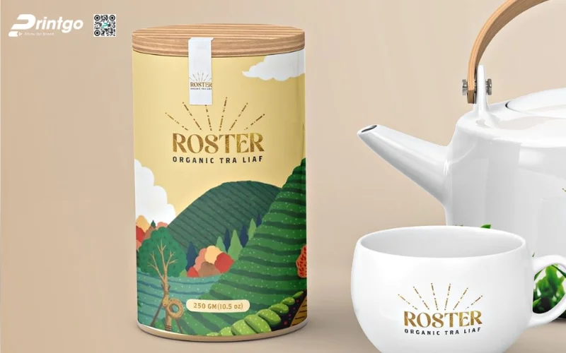 Mẫu bao bì trà xanh xuất khẩu dạng hộp trụ tròn Mẫu bao bì trà xanh xuất khẩu dạng hộp trụ tròn