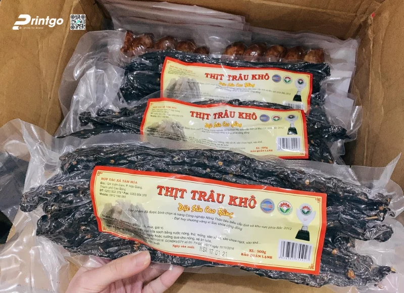 Tem nhãn thịt trâu gác bếp