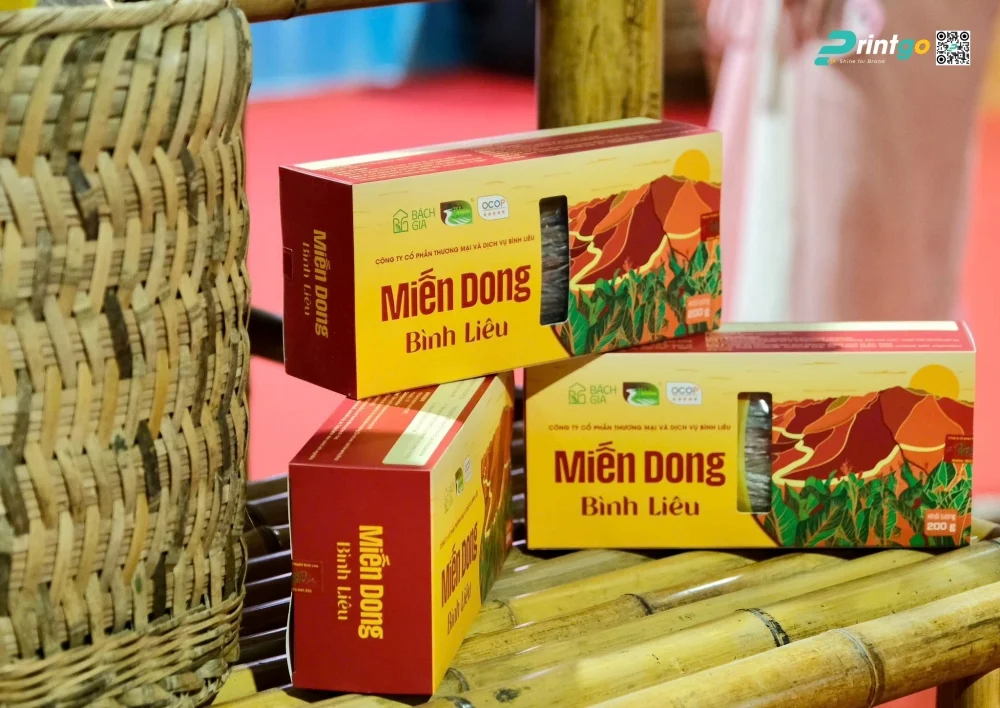 Hộp đựng miến dong Bình Liêu được trưng bày tại triển lãm 80 năm thành tựu đất nước