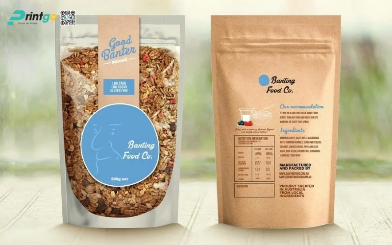 Mẫu bao bì granola dạng túi Kraft