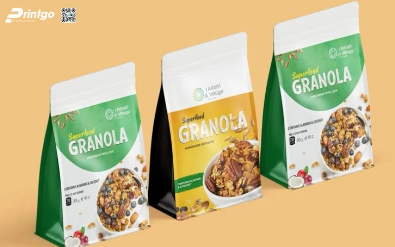 Mẫu bao bì granola dạng túi hàn biên